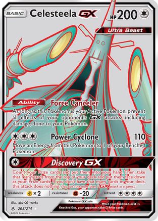 Celesteela GX (Full Art) (208/214) - SM Unbroken Bonds Holofoil - Ultra Rare
