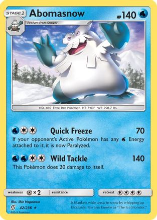 Abomasnow (42/236) - SM Unified Minds Reverse Holofoil - Rare