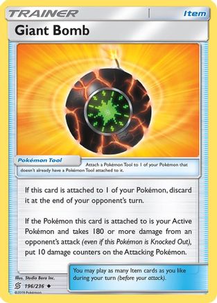 Giant Bomb 196/236 - SM Unified Minds Reverse Holofoil - Uncommon