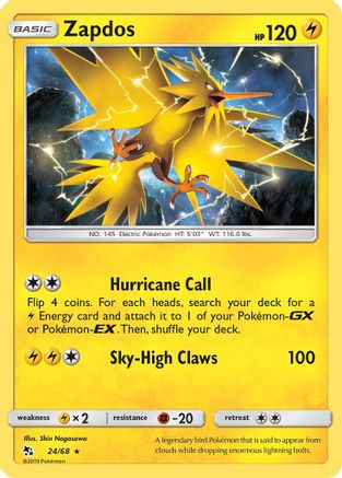 Zapdos (24/68) - Hidden Fates Reverse Holofoil - Holo Rare