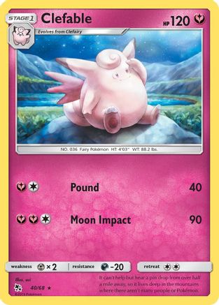 Clefable (40/68) - Hidden Fates Reverse Holofoil - Rare