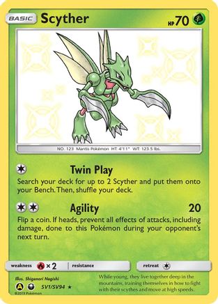 Scyther (SV1/SV94) - Hidden Fates Shiny Vault Holofoil - Shiny Holo Rare