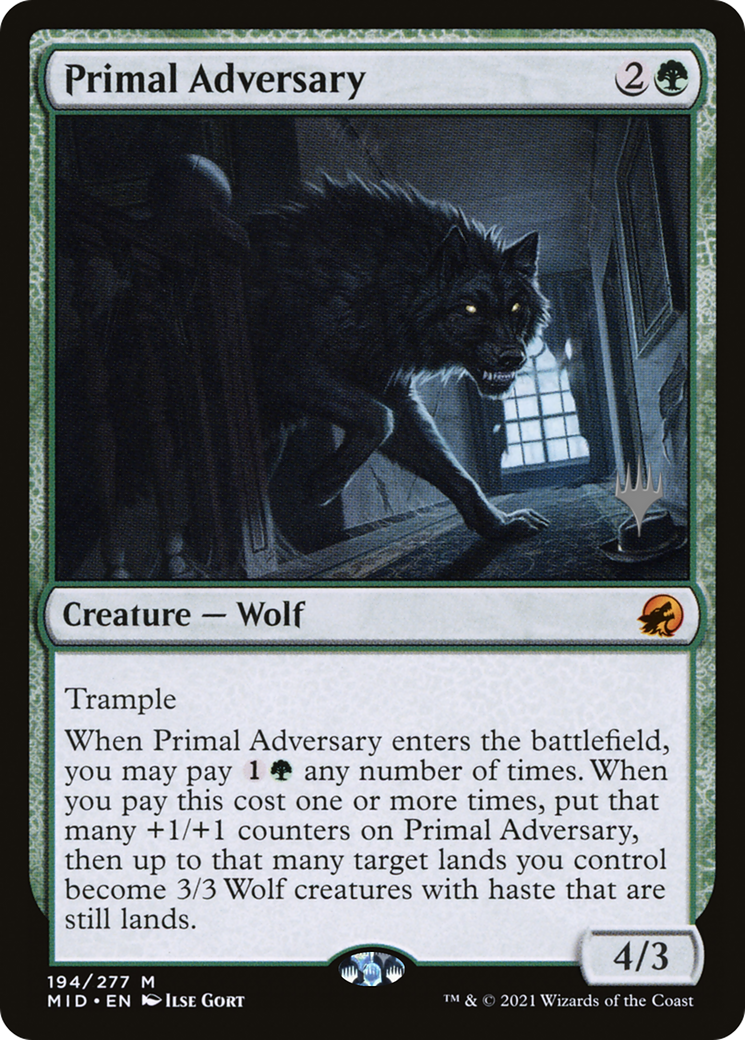 Primal Adversary (PPMID-194P) - Innistrad: Midnight Hunt Promos (Promo Pack) Foil