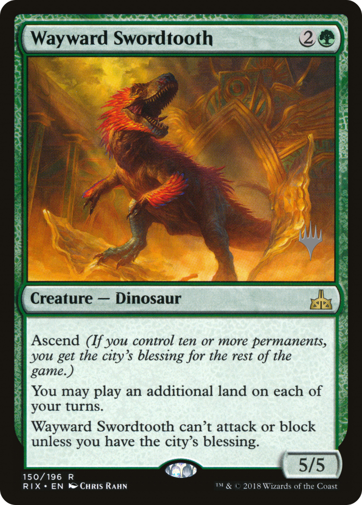 Wayward Swordtooth (PPM20-150P) - Rivals of Ixalan Promos (Promo Pack)