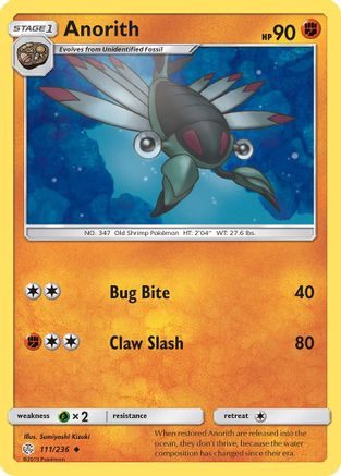 Anorith (111/236) - SM Cosmic Eclipse Reverse Holofoil - Uncommon