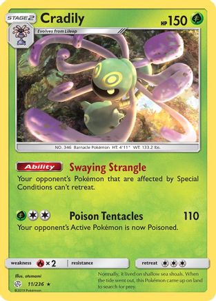 Cradily (11/236) - SM Cosmic Eclipse Reverse Holofoil - Rare