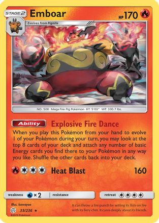 Emboar 033/236 - SM Cosmic Eclipse Reverse Holofoil - Rare