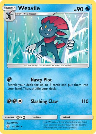 Weavile (44/236) - SM Cosmic Eclipse Reverse Holofoil - Rare