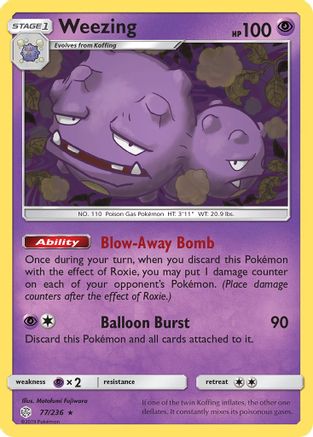 Weezing (77/236) - SM Cosmic Eclipse Reverse Holofoil - Rare