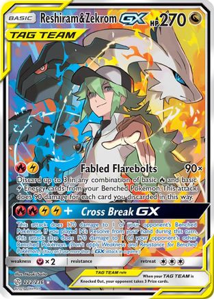 Reshiram & Zekrom GX (Full Art) (222/236) - SM Cosmic Eclipse Holofoil - Ultra Rare