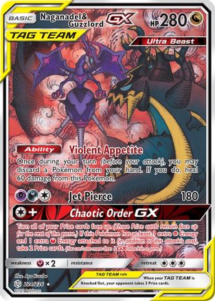 Naganadel & Guzzlord GX (Alternate Full Art) (224/236) - SM Cosmic Eclipse Holofoil - Ultra Rare