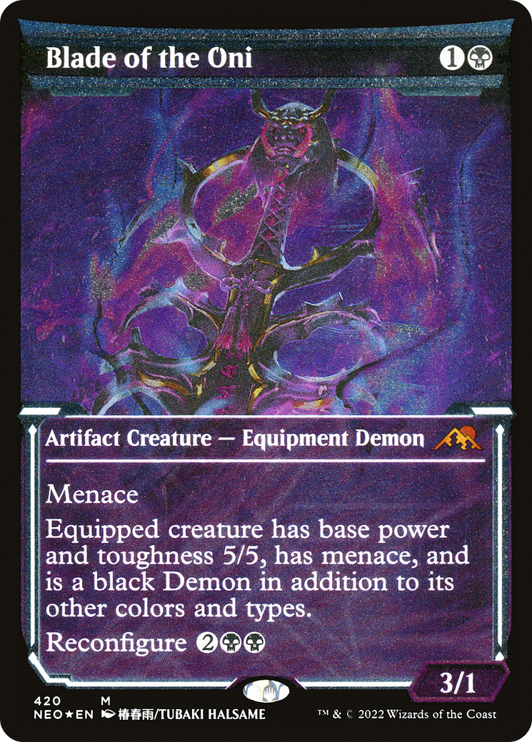 Blade of the Oni (NEO-420) - Kamigawa: Neon Dynasty: (Showcase) Etched Foil