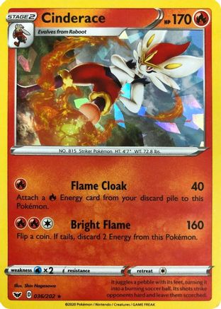 Cinderace 036/202 - Deck Exclusives Holofoil - Holo Rare