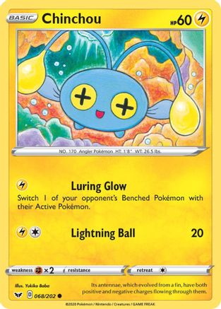 Chinchou (068) 068/202 - SWSH01 Sword & Shield Base Set Reverse Holofoil - Common