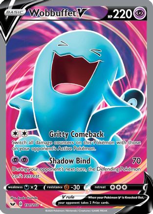 Wobbuffet V (Full Art) 191/202 - SWSH01 Sword & Shield Base Set Holofoil - Ultra Rare