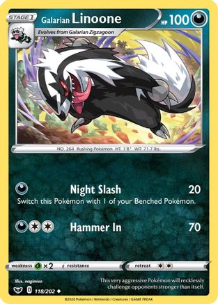 Galarian Linoone 118/202 - SWSH01 Sword & Shield Base Set Normal - Uncommon