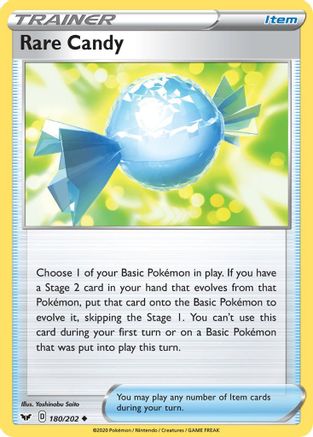 Rare Candy 180/202 - SWSH01 Sword & Shield Base Set Reverse Holofoil - Uncommon