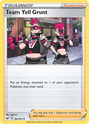 Team Yell Grunt 184/202 - SWSH01 Sword & Shield Base Set Reverse Holofoil - Uncommon