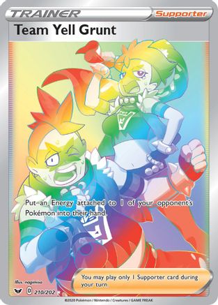 Team Yell Grunt (Secret) 210/202 - SWSH01 Sword & Shield Base Set Holofoil - Secret Rare