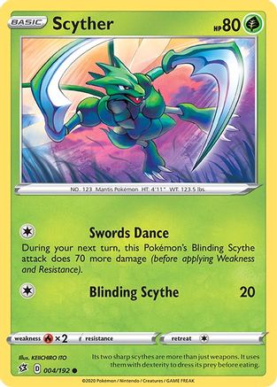 Scyther 004/192 - SWSH02 Rebel Clash Normal - Common