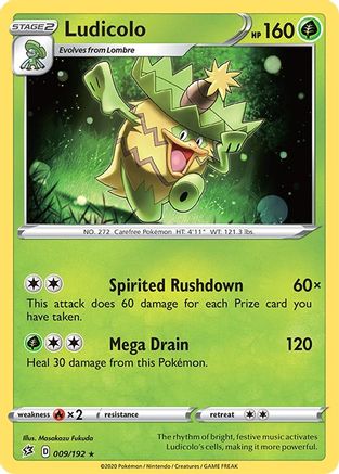Ludicolo 009/192 - SWSH02 Rebel Clash Reverse Holofoil - Rare