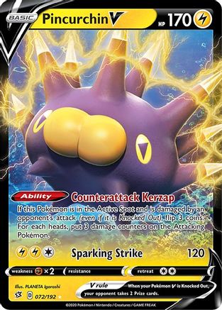 Pincurchin V 072/192 - SWSH02 Rebel Clash Holofoil - Ultra Rare