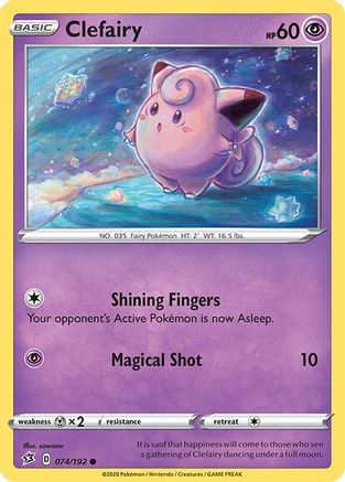 Clefairy 074/192 - SWSH02 Rebel Clash Reverse Holofoil - Common