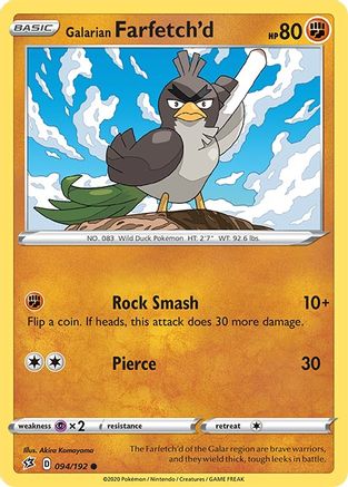 Galarian Farfetch'd 094/192 - SWSH02 Rebel Clash Reverse Holofoil - Common