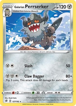 Galarian Perrserker 127/192 - SWSH02 Rebel Clash Reverse Holofoil - Rare