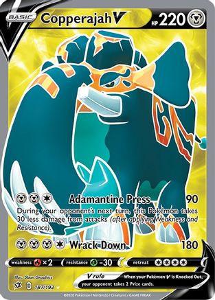 Copperajah V (Full Art) 187/192 - SWSH02 Rebel Clash Holofoil - Ultra Rare