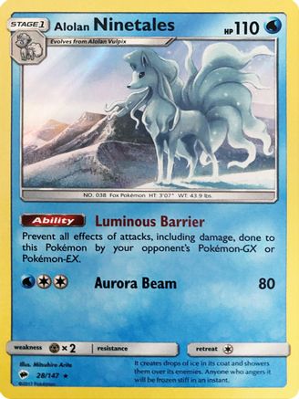 Alolan Ninetales (Water Web Holo) (28/147) - Miscellaneous Cards & Products Holofoil - Holo Rare