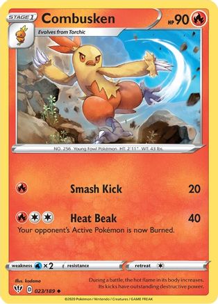 Combusken 023/189 - SWSH03 Darkness Ablaze Reverse Holofoil - Uncommon