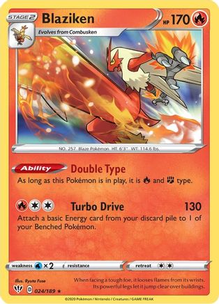 Blaziken 024/189 - SWSH03 Darkness Ablaze Holofoil - Holo Rare