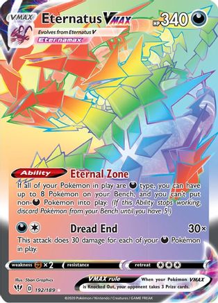 Eternatus VMAX (Secret) 192/189 - SWSH03 Darkness Ablaze Holofoil - Secret Rare