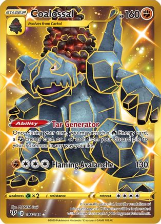 Coalossal (Secret) 198/189 - SWSH03 Darkness Ablaze Holofoil - Secret Rare