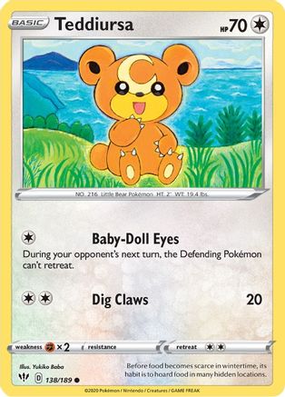 Teddiursa 138/189 - SWSH03 Darkness Ablaze Normal - Common