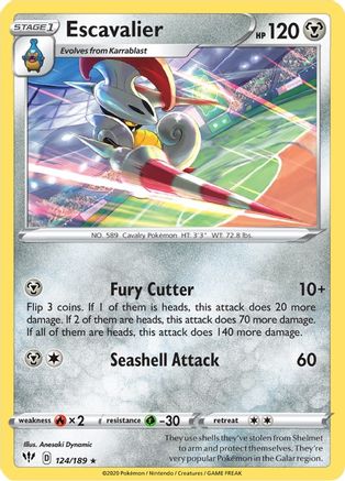 Escavalier 124/189 - SWSH03 Darkness Ablaze Reverse Holofoil - Rare
