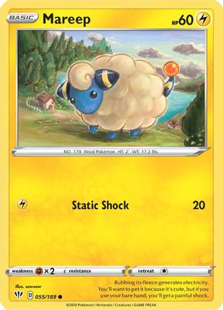 Mareep 055/189 - SWSH03 Darkness Ablaze Reverse Holofoil - Common
