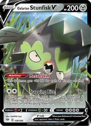 Galarian Stunfisk V 128/189 - SWSH03 Darkness Ablaze Holofoil - Ultra Rare