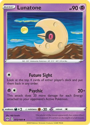 Lunatone 072/189 - SWSH03 Darkness Ablaze Normal - Uncommon
