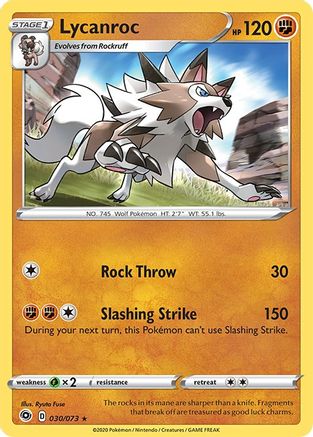 Lycanroc 030/73 - Champions Path Reverse Holofoil - Holo Rare