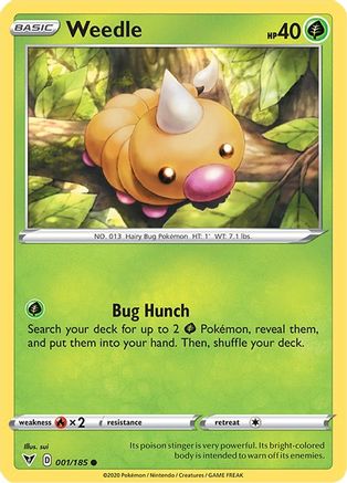 Weedle 001/185 - SWSH04 Vivid Voltage Reverse Holofoil - Common