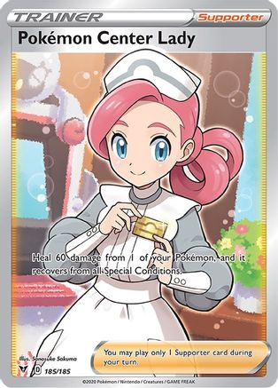 Pokemon Center Lady (Full Art) (185/185) - SWSH04 Vivid Voltage Holofoil - Ultra Rare
