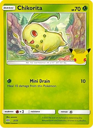 Chikorita (2/25) - McDonalds 25th Anniversary Promos - Promo