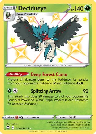 Decidueye (SV003/SV122) - Shining Fates Shiny Vault Holofoil - Shiny Holo Rare