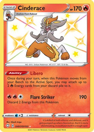 Cinderace (SV017/SV122) - Shining Fates Shiny Vault Holofoil - Shiny Holo Rare