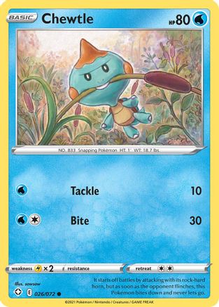 Chewtle - 026/072 - Shining Fates Reverse Holofoil - Common