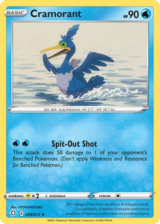 Cramorant - 028/072 - Shining Fates Reverse Holofoil - Uncommon