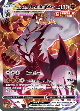 Single Strike Urshifu VMAX (Alternate Art Secret) 168/163 - SWSH05 Battle Styles Holofoil - Secret Rare