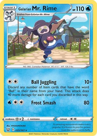 Galarian Mr. Rime 035/163 - SWSH05 Battle Styles Reverse Holofoil - Rare